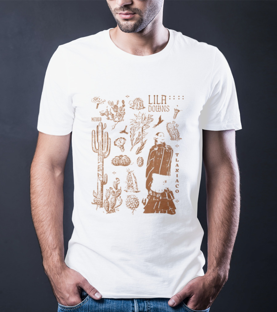 Lila Downs Mexico Tlaxiaco Mexican Singer With Floral And Cactus T-Shirt