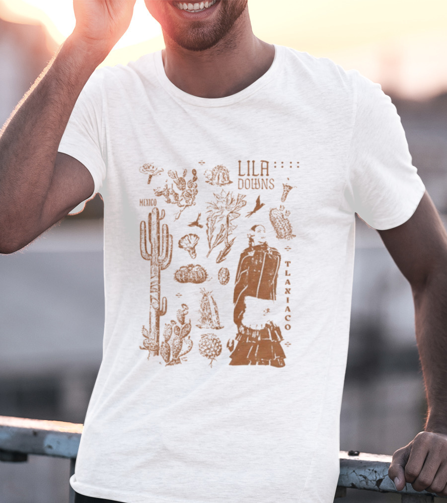 Lila Downs Mexico Tlaxiaco Mexican Singer With Floral And Cactus T-Shirt