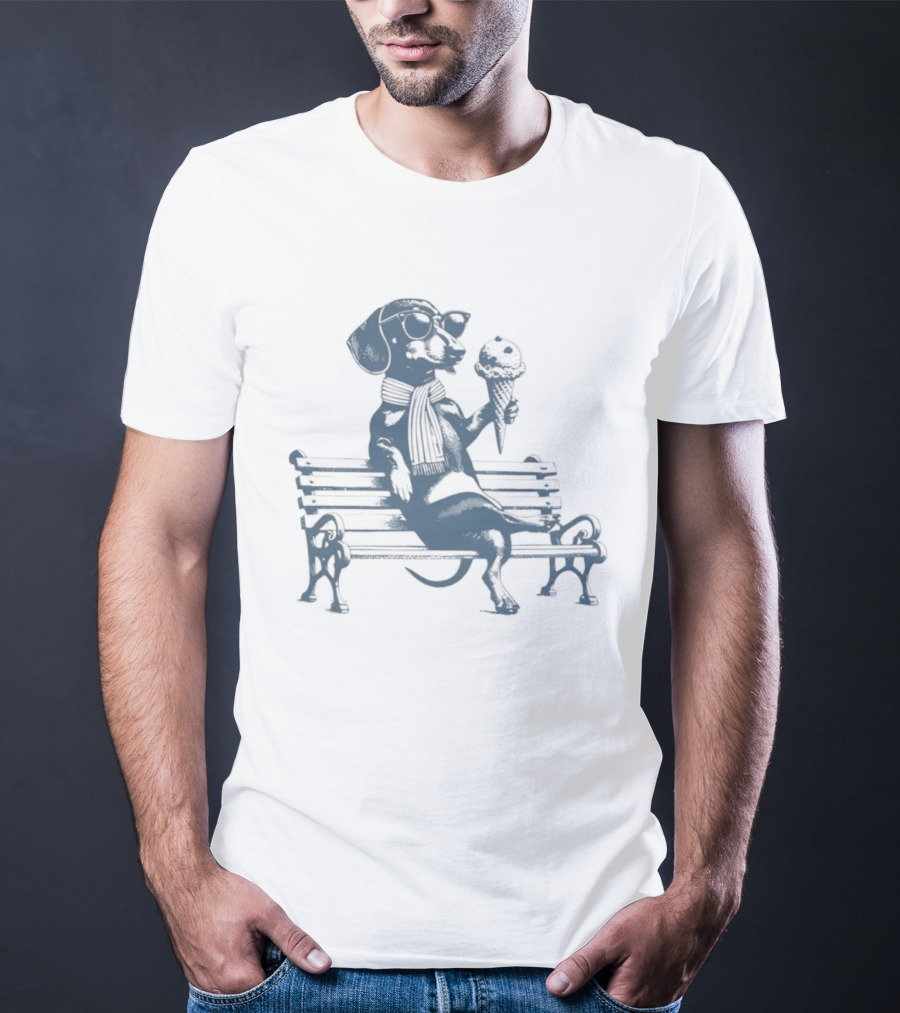 Lisa Dogecan Dachshund Ice Cream April 1992 Bench T-Shirt