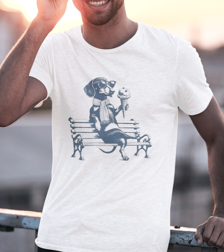 Lisa Dogecan Dachshund Ice Cream April 1992 Bench T-Shirt