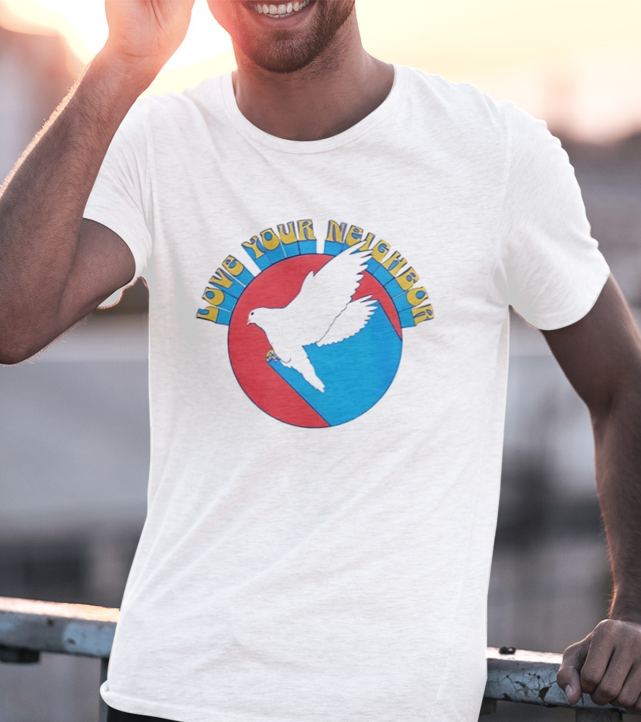 Love Your Neighbor Dove Peace Kindness Retro Circular T-Shirt