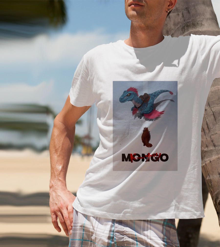 Mongo The Raptor Dinosaur And Cat Fantasy Adventure T-Shirt