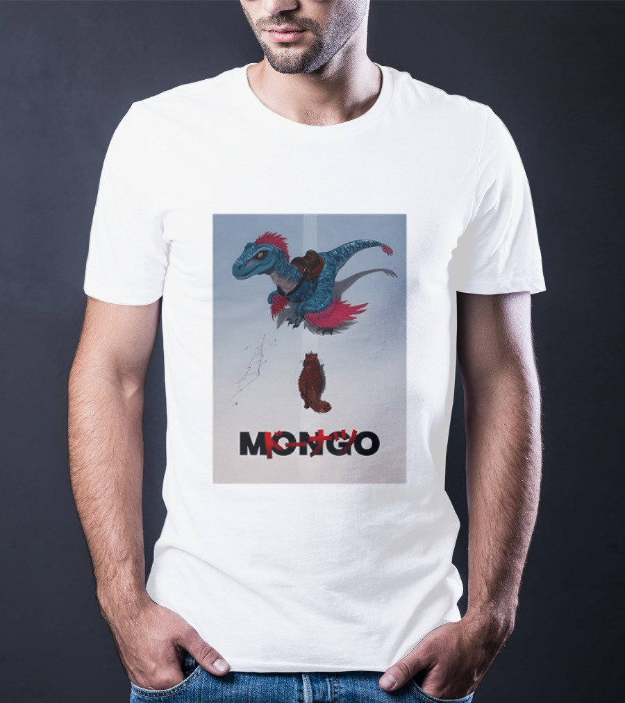 Mongo The Raptor Dinosaur And Cat Fantasy Adventure T-Shirt