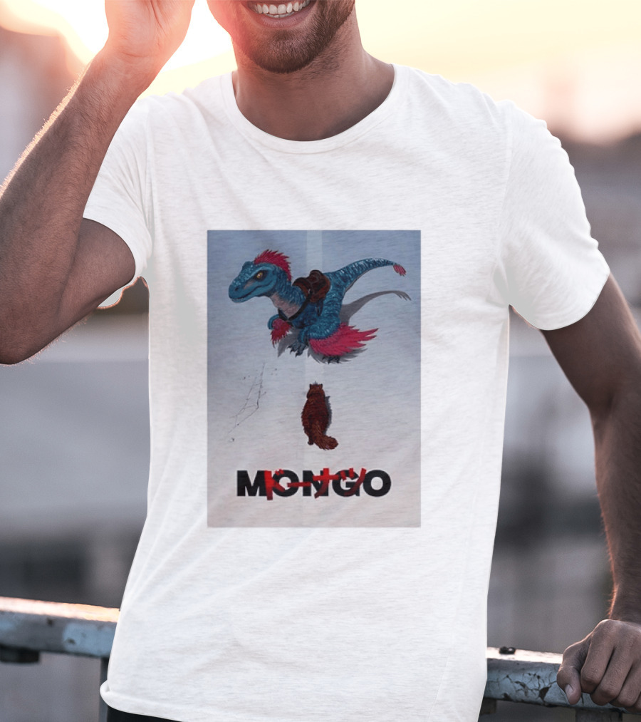 Mongo The Raptor Dinosaur And Cat Fantasy Adventure T-Shirt