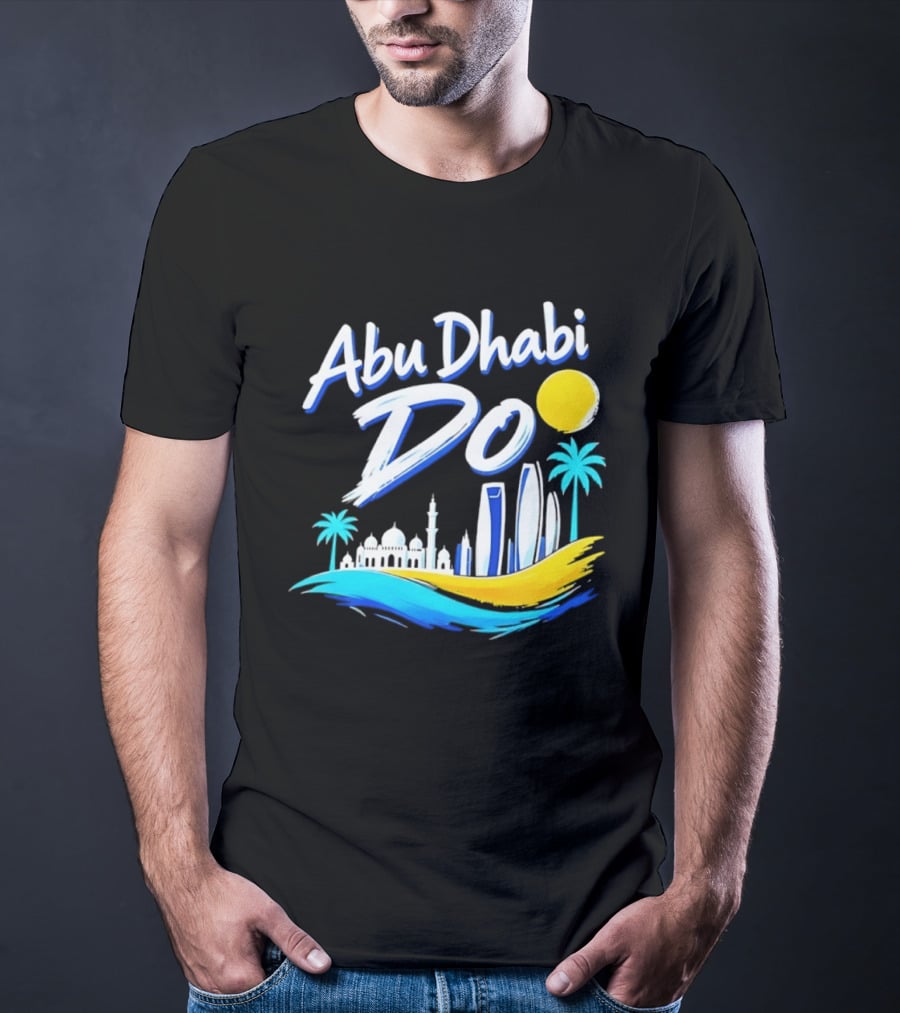 Abu Dhabi Do United Arab Emirates Travel Souvenir Skyline Sun Palm Trees T-Shirt