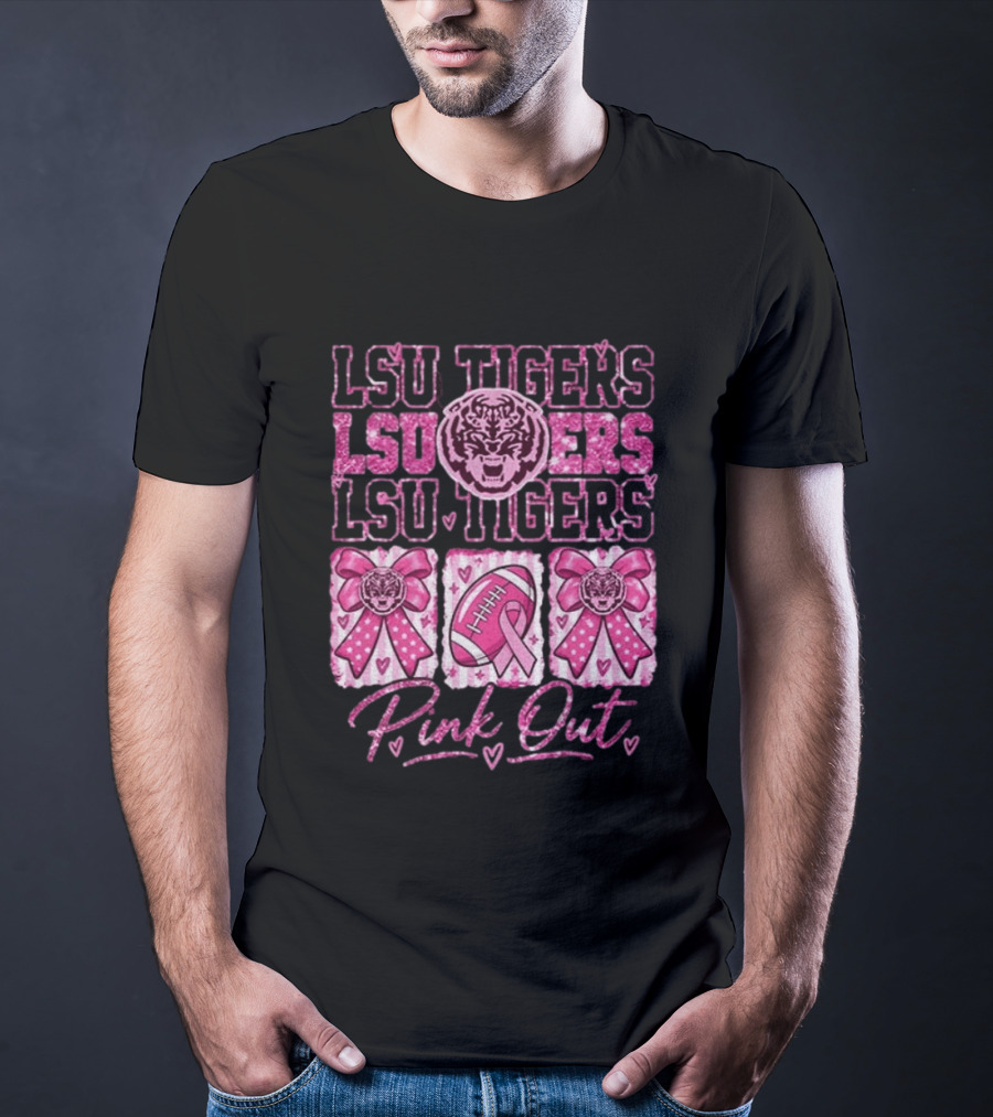 LSU Tigers Pink Out Breast Cancer Awareness Football Game Day T-Shirt