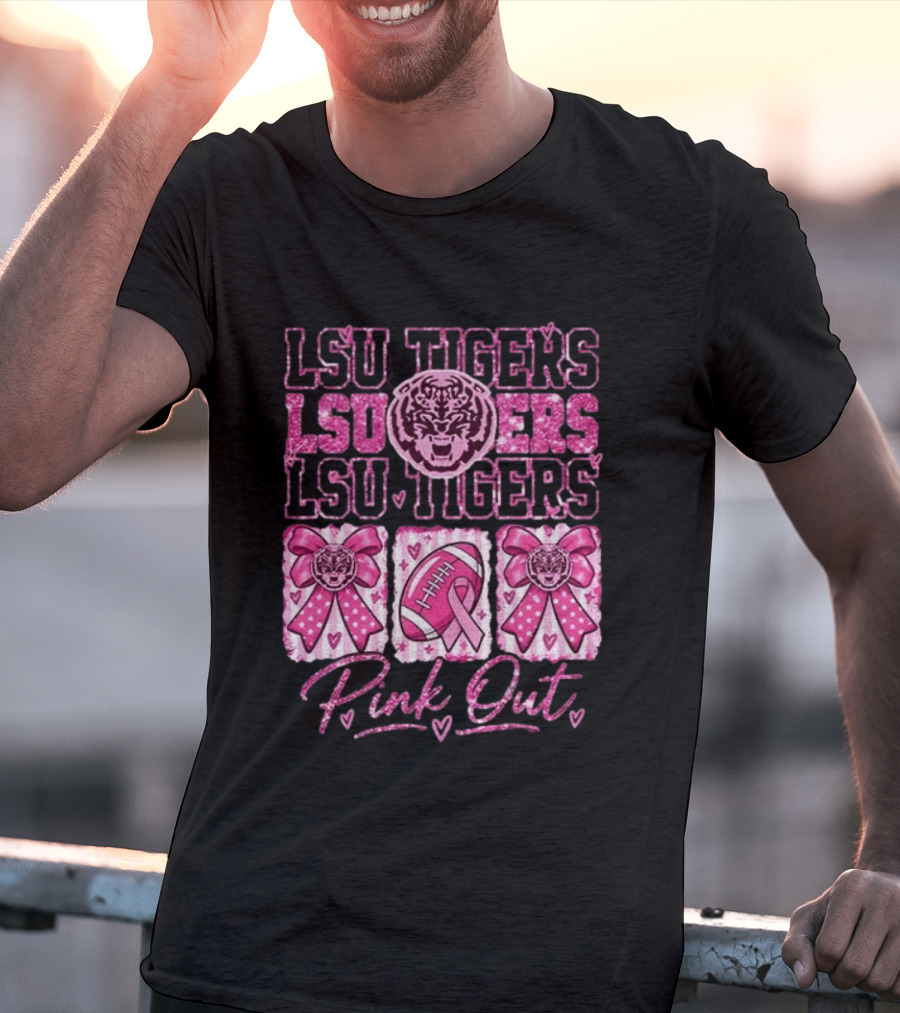 LSU Tigers Pink Out Breast Cancer Awareness Football Game Day T-Shirt