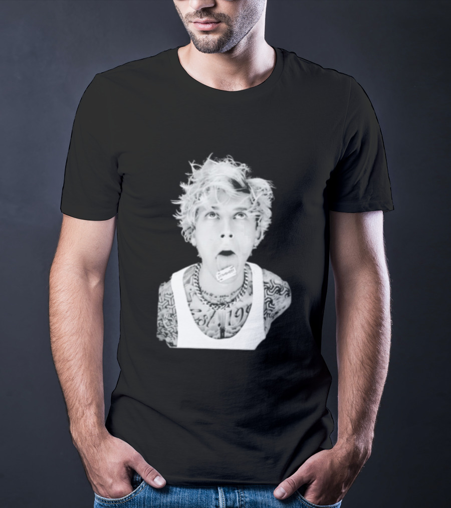 Machine Gun Kelly 1990 Blonde Hair Razor Tongue Tattoo Styling T-Shirt