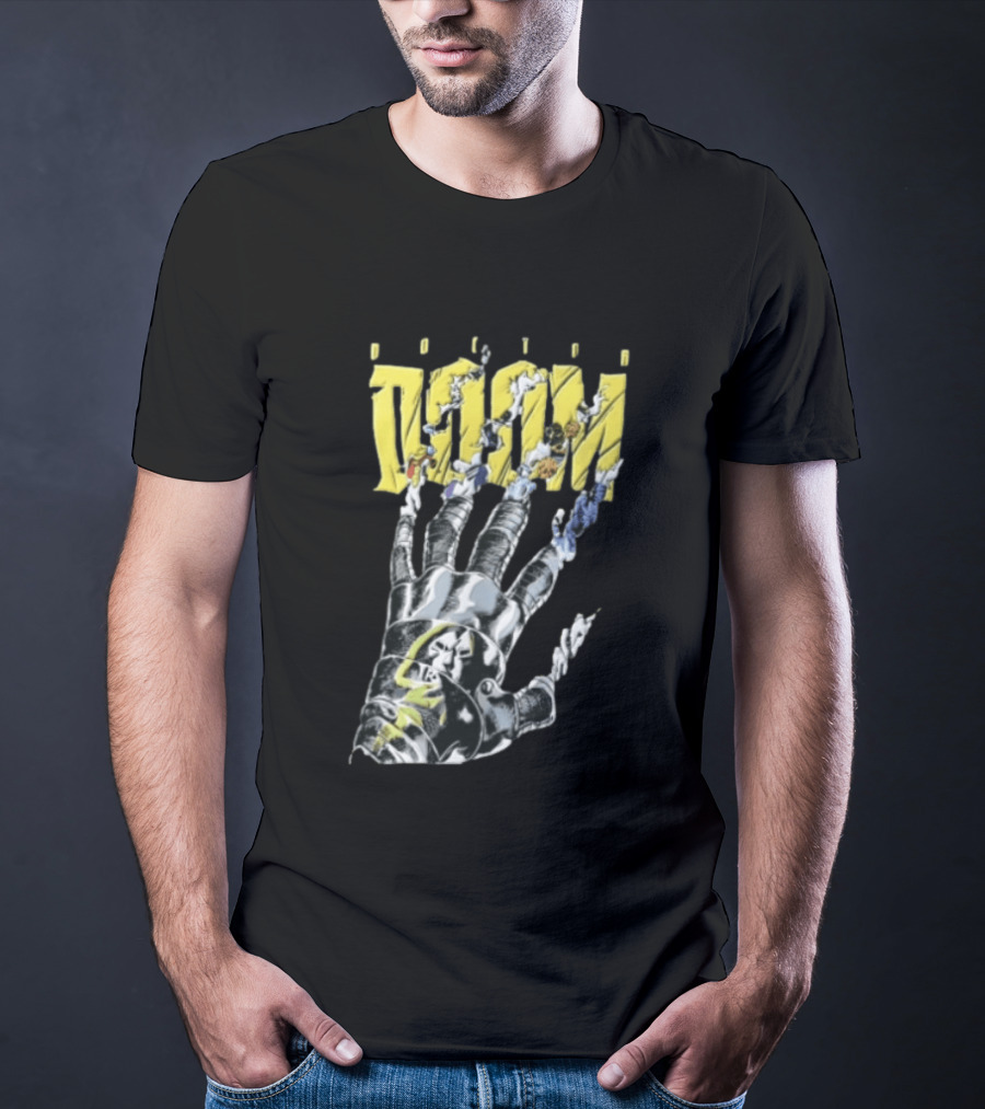 Marvel Doom Metal Gauntlet Ripping Through Paper T-Shirt