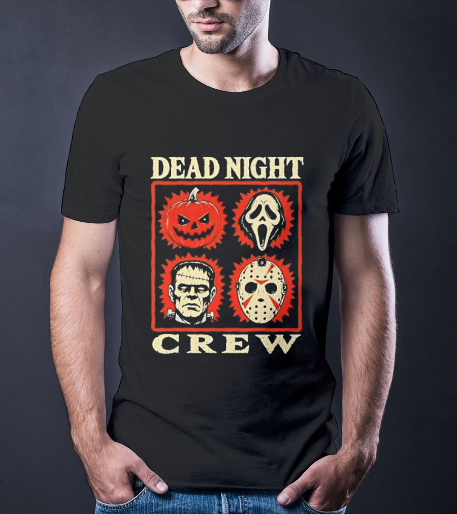 Dead Night Crew Halloween Horror Pumpkin Ghost Jason Voorhees Frankenstein T-Shirt