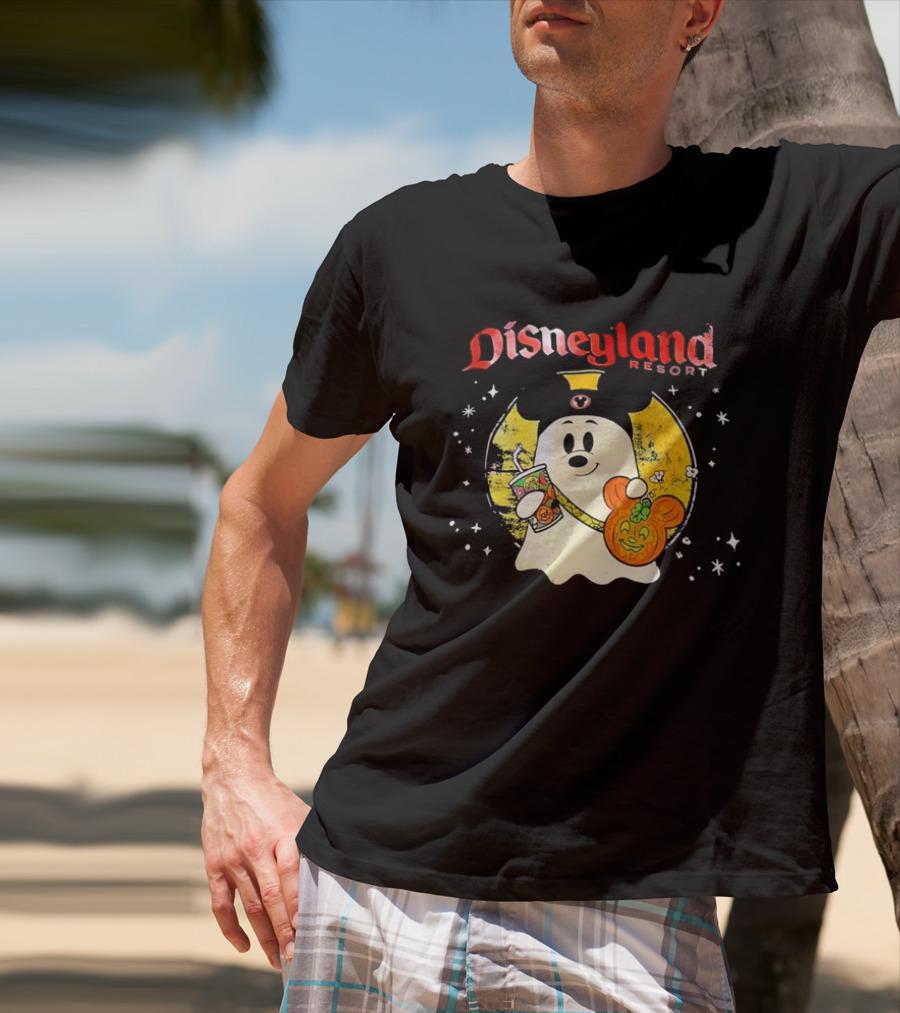 Distressed Disneyland Resort Mickey Mouse Ghost Halloween T-Shirt