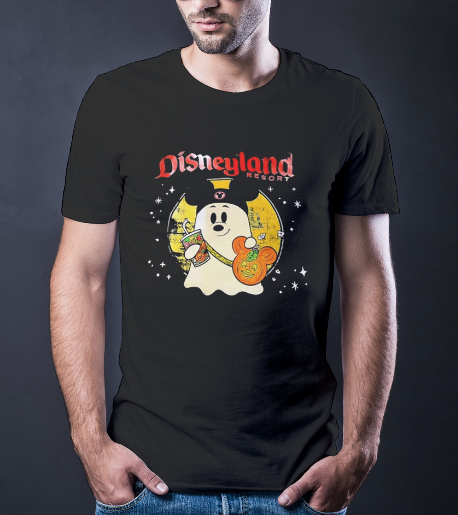Distressed Disneyland Resort Mickey Mouse Ghost Halloween T-Shirt