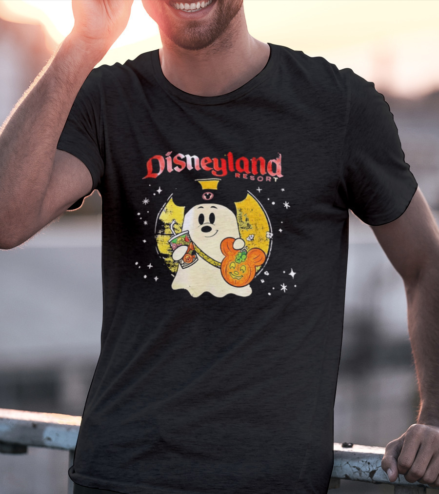 Distressed Disneyland Resort Mickey Mouse Ghost Halloween T-Shirt