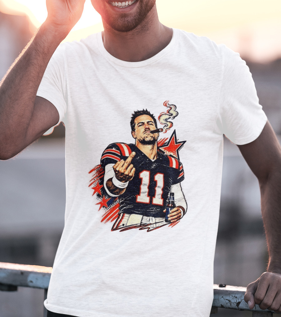 Case Keenum 11 Smoking Cigar Middle Finger Gesture T-Shirt