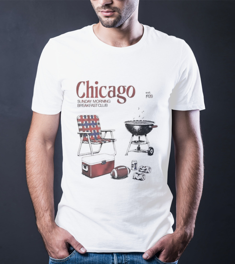 Chicago Sunday Morning Breakfast Club 1920 Charcoal Grill Lawn Chair Cooler T-Shirt