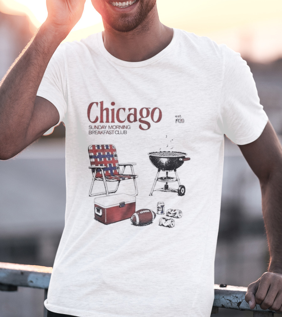 Chicago Sunday Morning Breakfast Club 1920 Charcoal Grill Lawn Chair Cooler T-Shirt