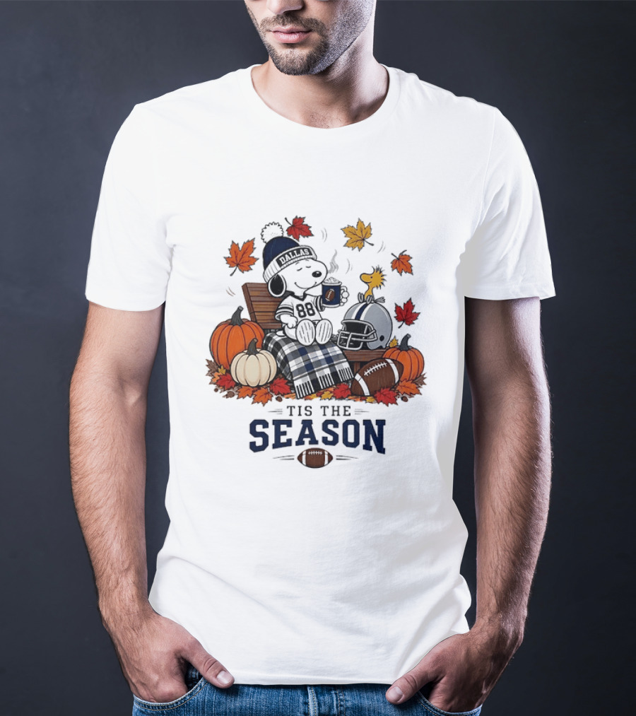 Dallas Cowboys Snoopy Woodstock Fall Football 'Tis The Season T-Shirt