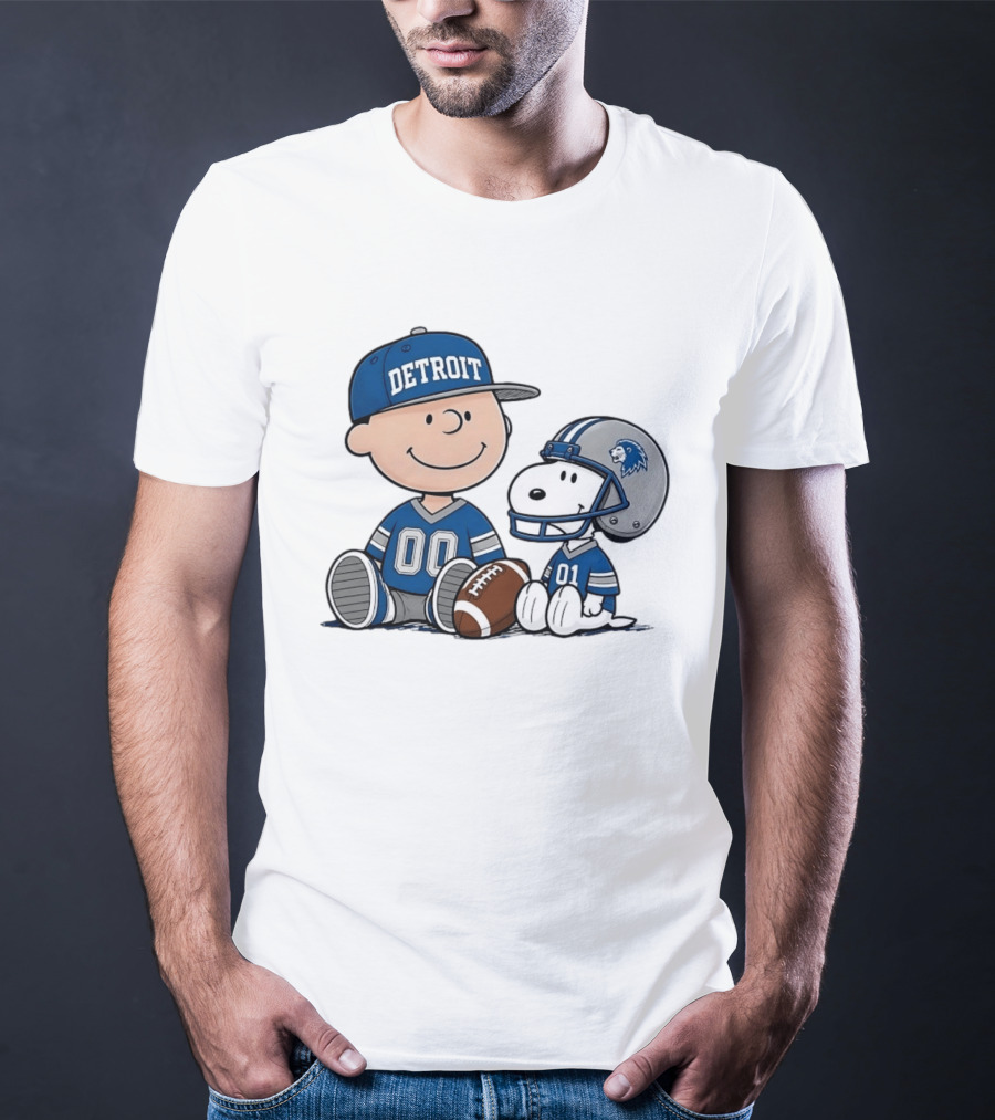Detroit Lions Charlie Brown Snoopy Fan Jersey 00 01 Football T-Shirt