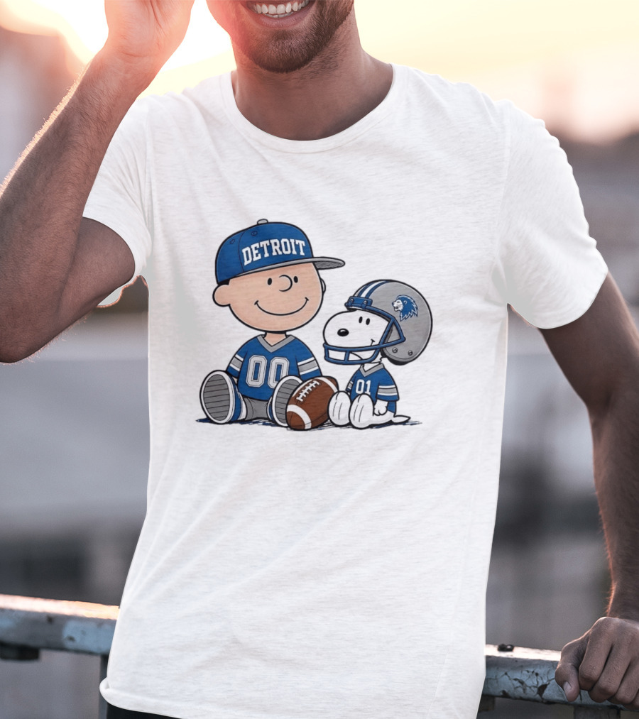 Detroit Lions Charlie Brown Snoopy Fan Jersey 00 01 Football T-Shirt