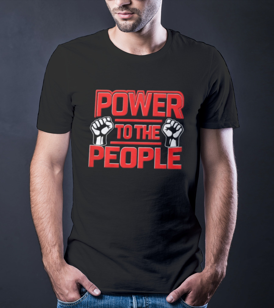 Power To The People Two Raised Fists Red T-Shirt