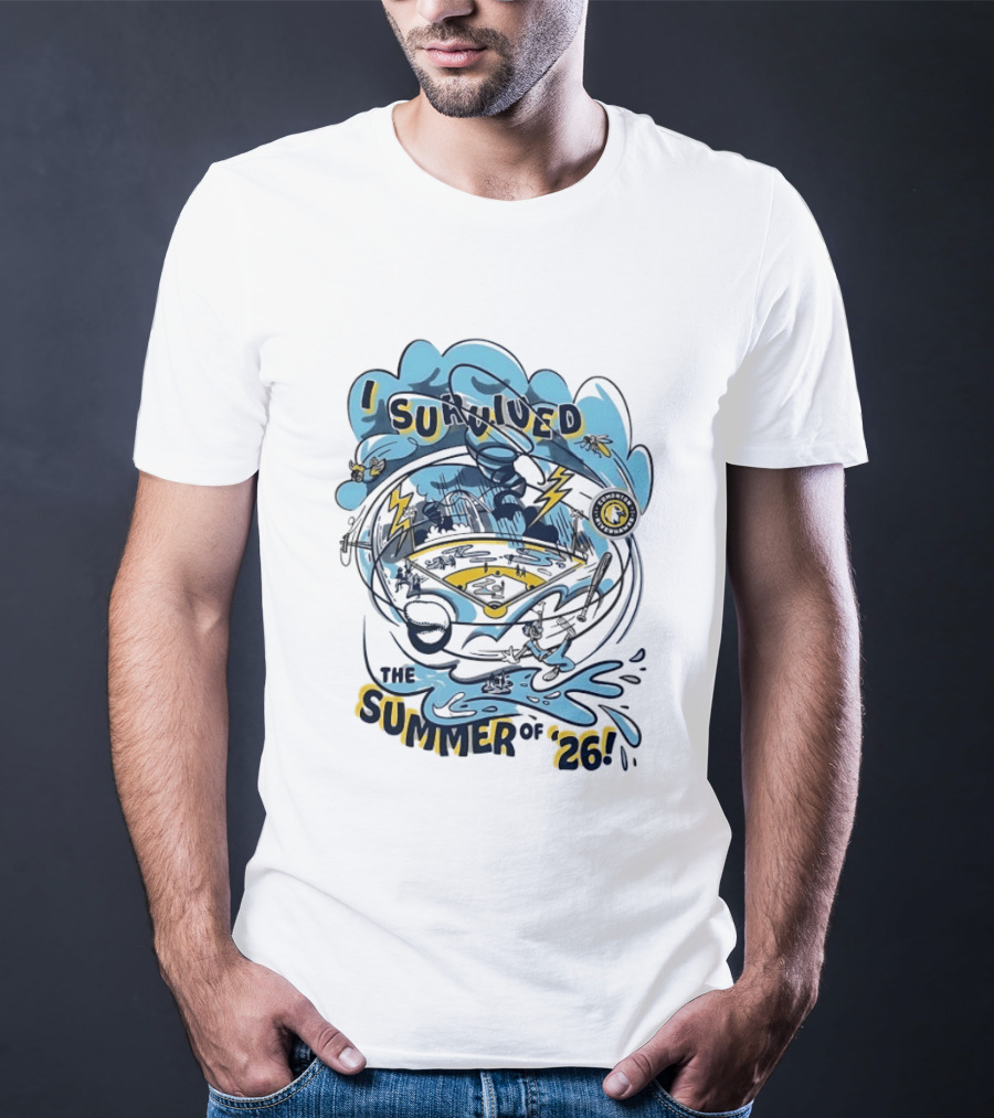 I Survived The Summer Of '26 Edmonton Riverhawks Baseball Lightning Storms T-Shirt