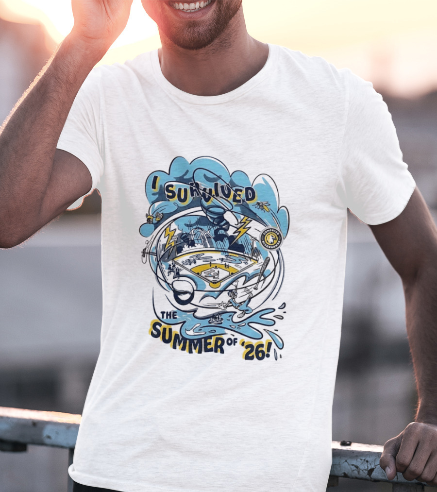 I Survived The Summer Of '26 Edmonton Riverhawks Baseball Lightning Storms T-Shirt