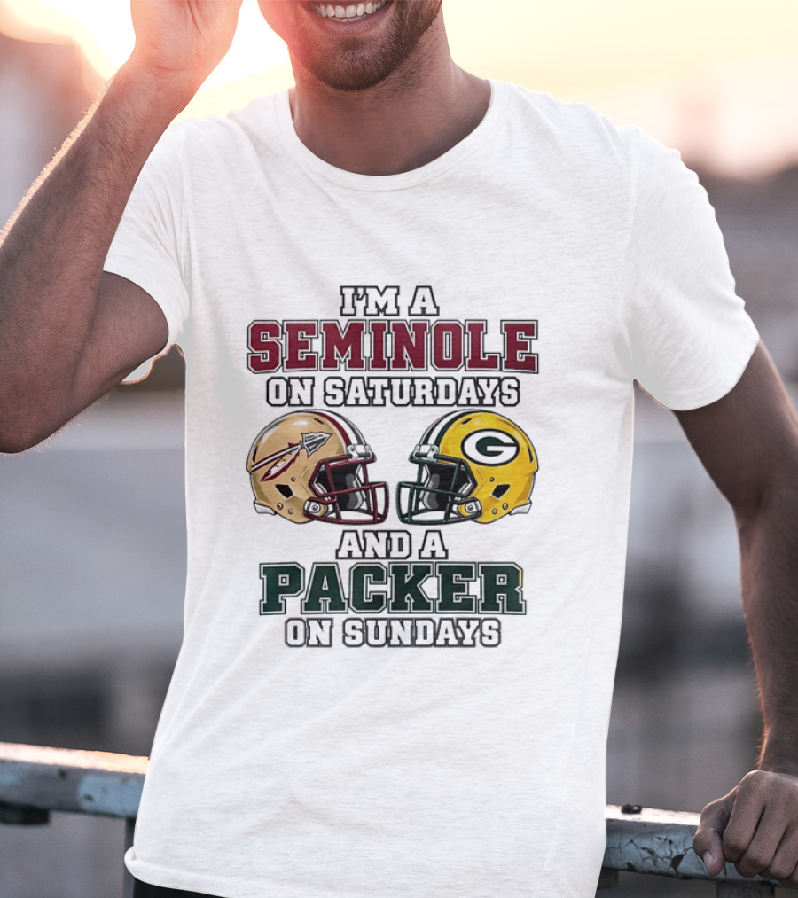 I'm A Seminole On Saturdays And A Packer On Sundays Football Helmets T-Shirt