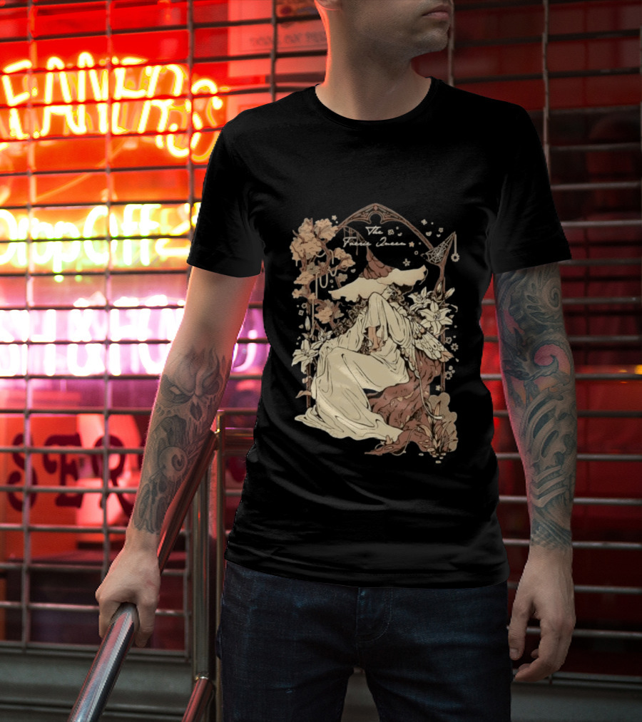 The Faerie Queen Woman With Wings Floral Arch Fantasy T-Shirt