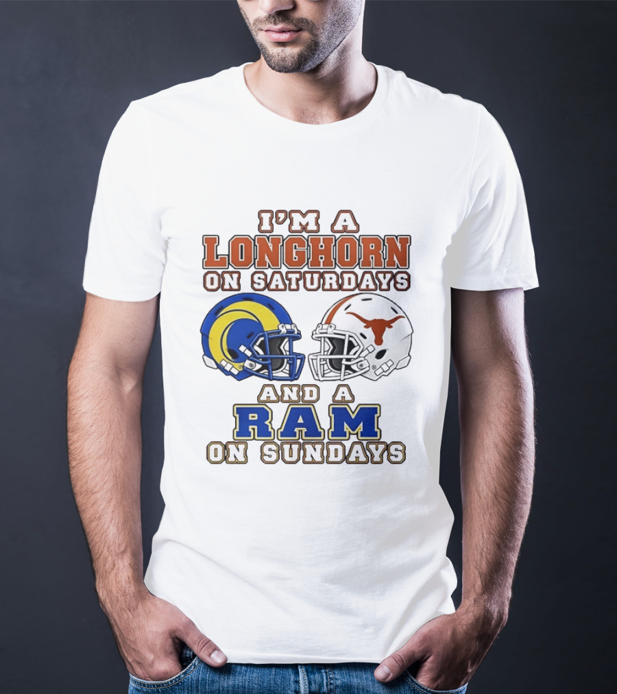 I'm A Longhorn On Saturdays And A Ram On Sundays Two Helmet 2026 T-Shirt