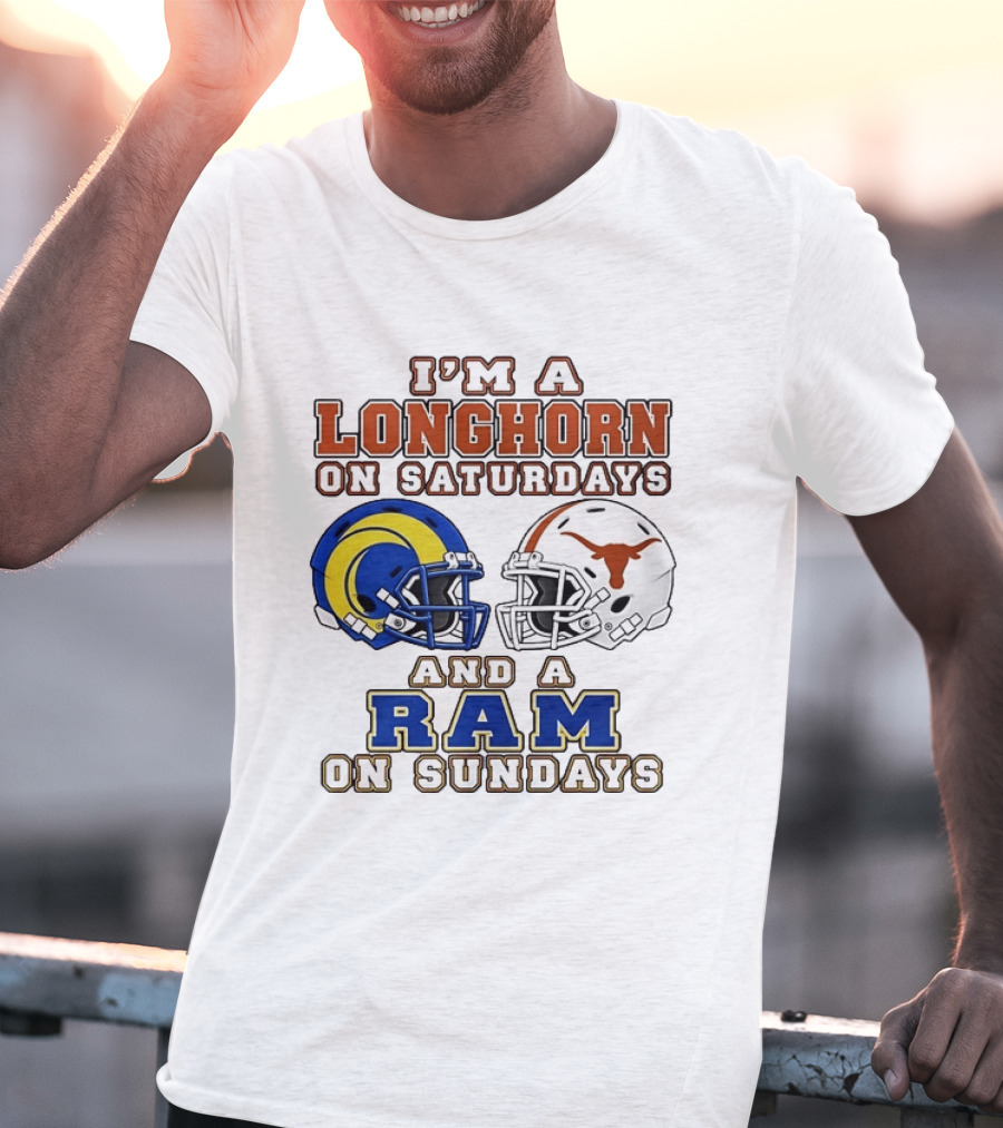 I'm A Longhorn On Saturdays And A Ram On Sundays Two Helmet 2026 T-Shirt
