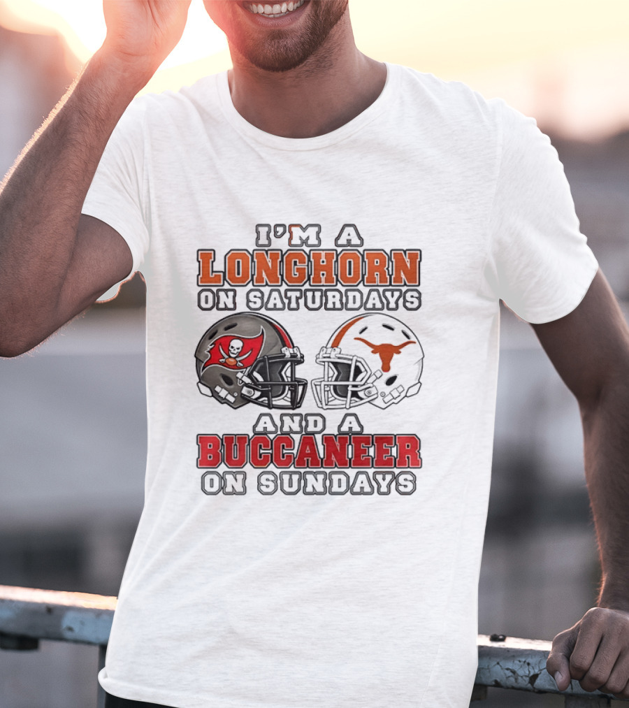 I'm A Longhorn On Saturdays And A Buccaneer On Sundays Two Helmet 2026 T-Shirt