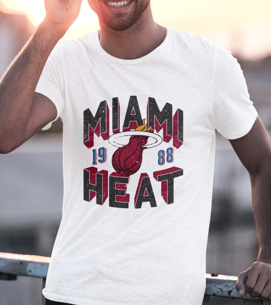 Miami Heat 1988 Flaming Basketball NBA Peace Collective T-Shirt
