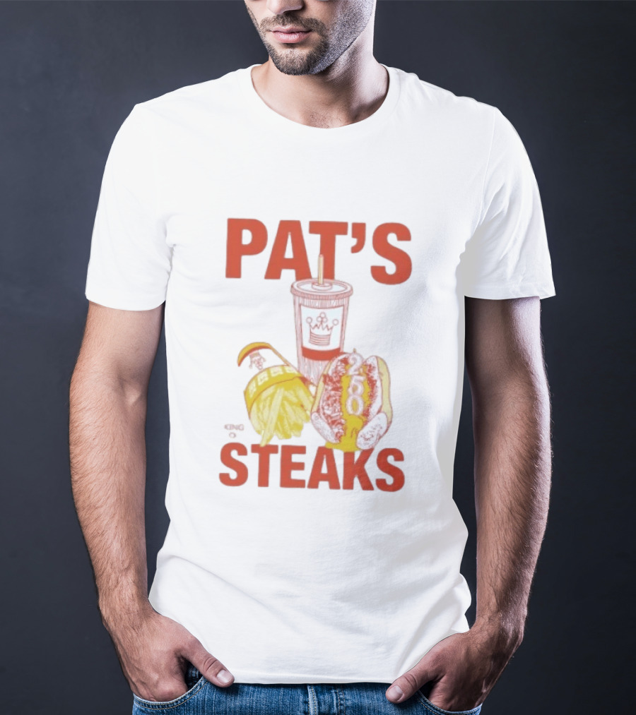Pat's King Of Steaks 250 Cheesesteak Philadelphia Iconic Sandwich And Drink T-Shirt