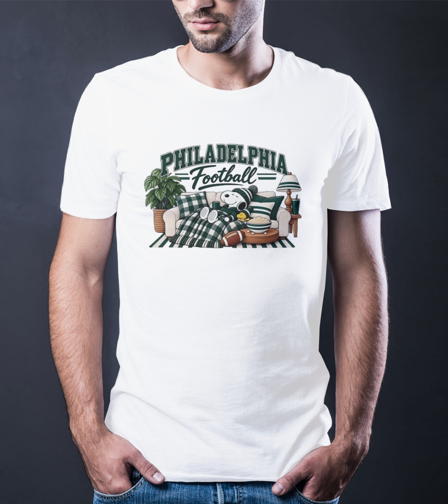 Philadelphia Eagles Football Snoopy Woodstock Cozy Couch T-Shirt