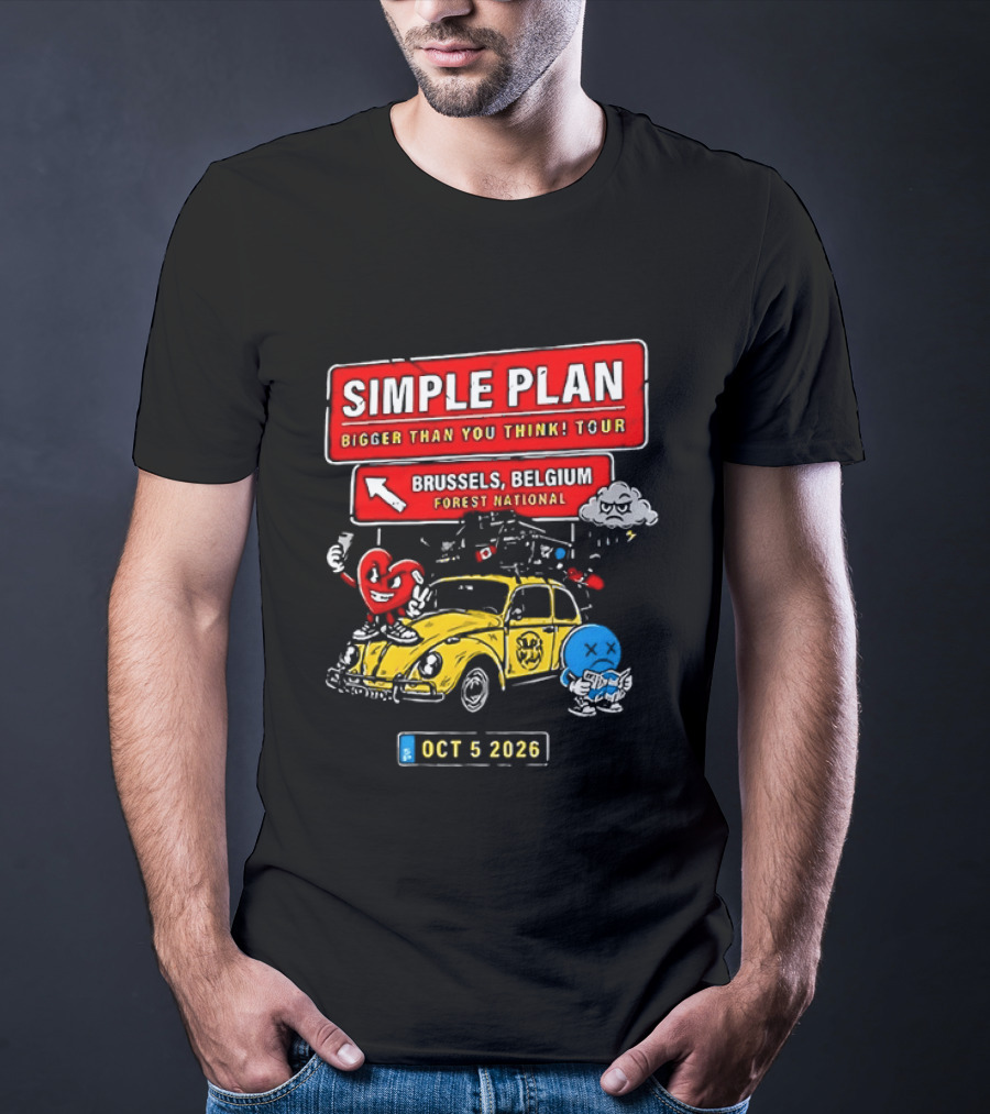Simple Plan Bigger Than You Think Tour Brussels Belgium Forest National Oct 5 2026 T-Shirt