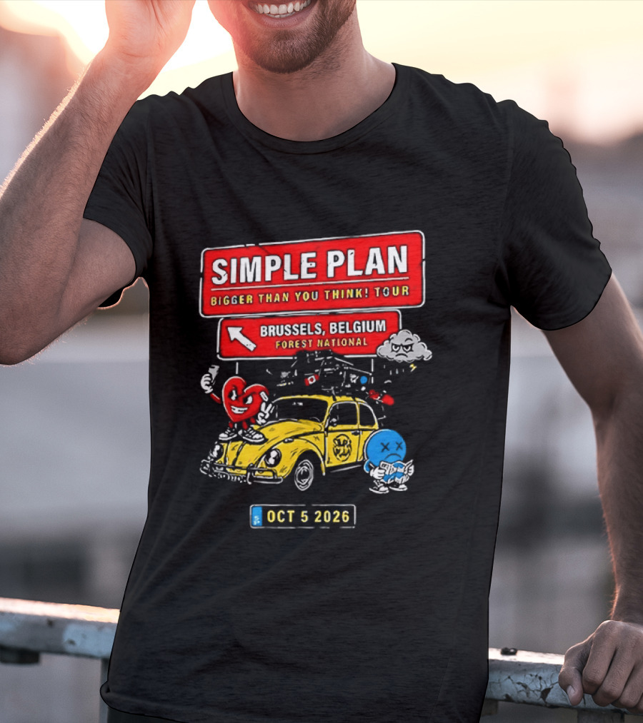 Simple Plan Bigger Than You Think Tour Brussels Belgium Forest National Oct 5 2026 T-Shirt