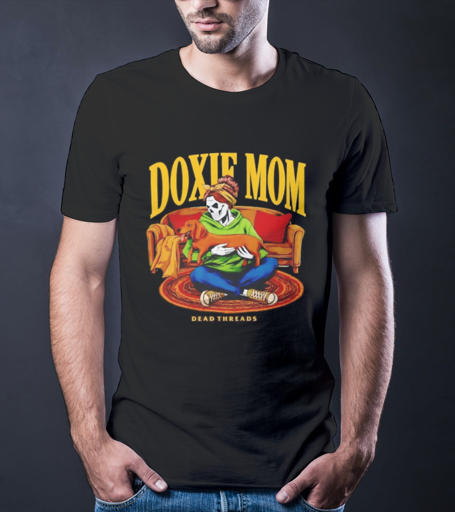 Doxie Mom Skeleton With Dachshund Wiener Dog Dead Threads T-Shirt