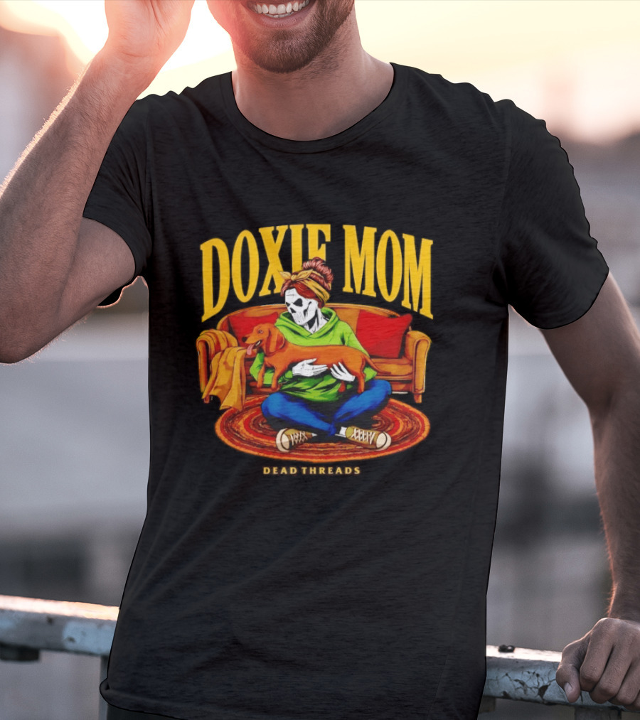 Doxie Mom Skeleton With Dachshund Wiener Dog Dead Threads T-Shirt
