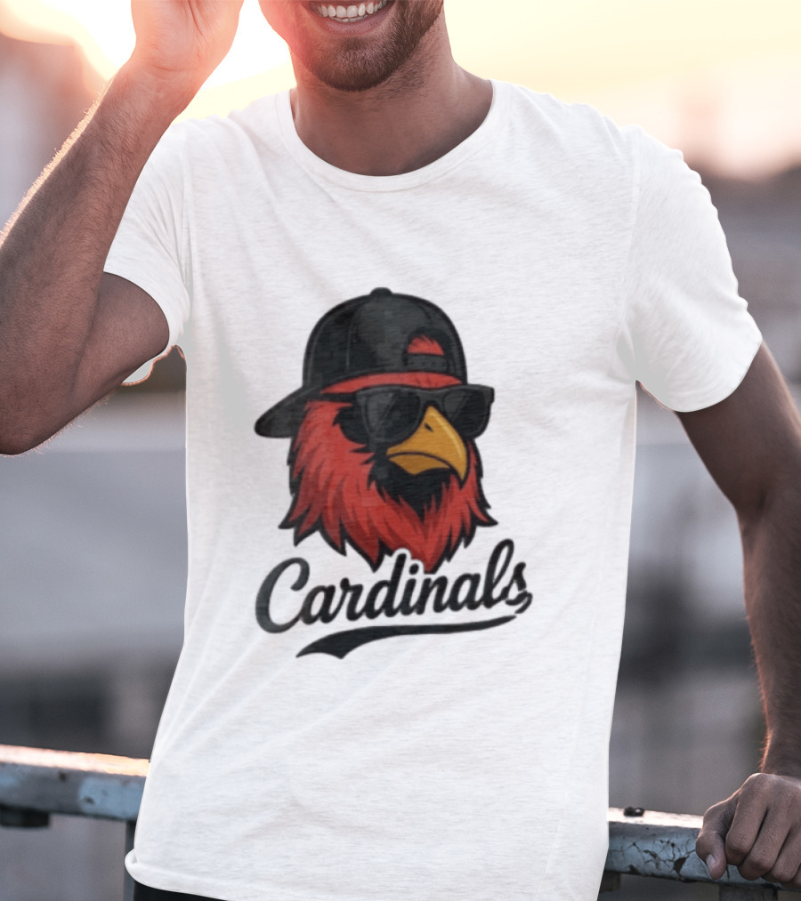 Cardinals Red Bird With Sunglasses And Cap T-Shirt