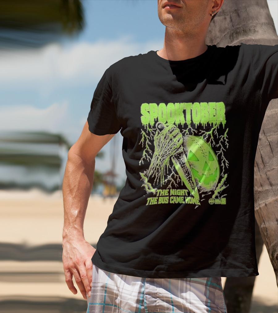 Spooktober The Night The Bus Came Home Halloween Knife Pumpkin Forest T-Shirt