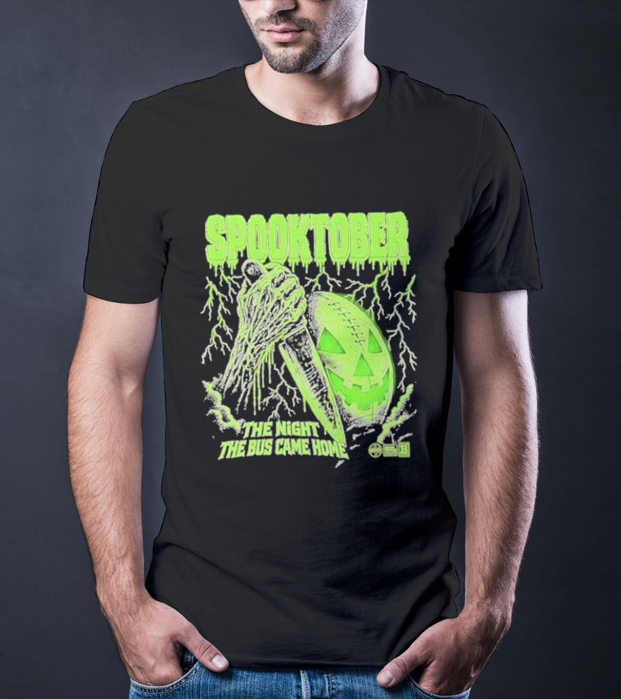 Spooktober The Night The Bus Came Home Halloween Knife Pumpkin Forest T-Shirt