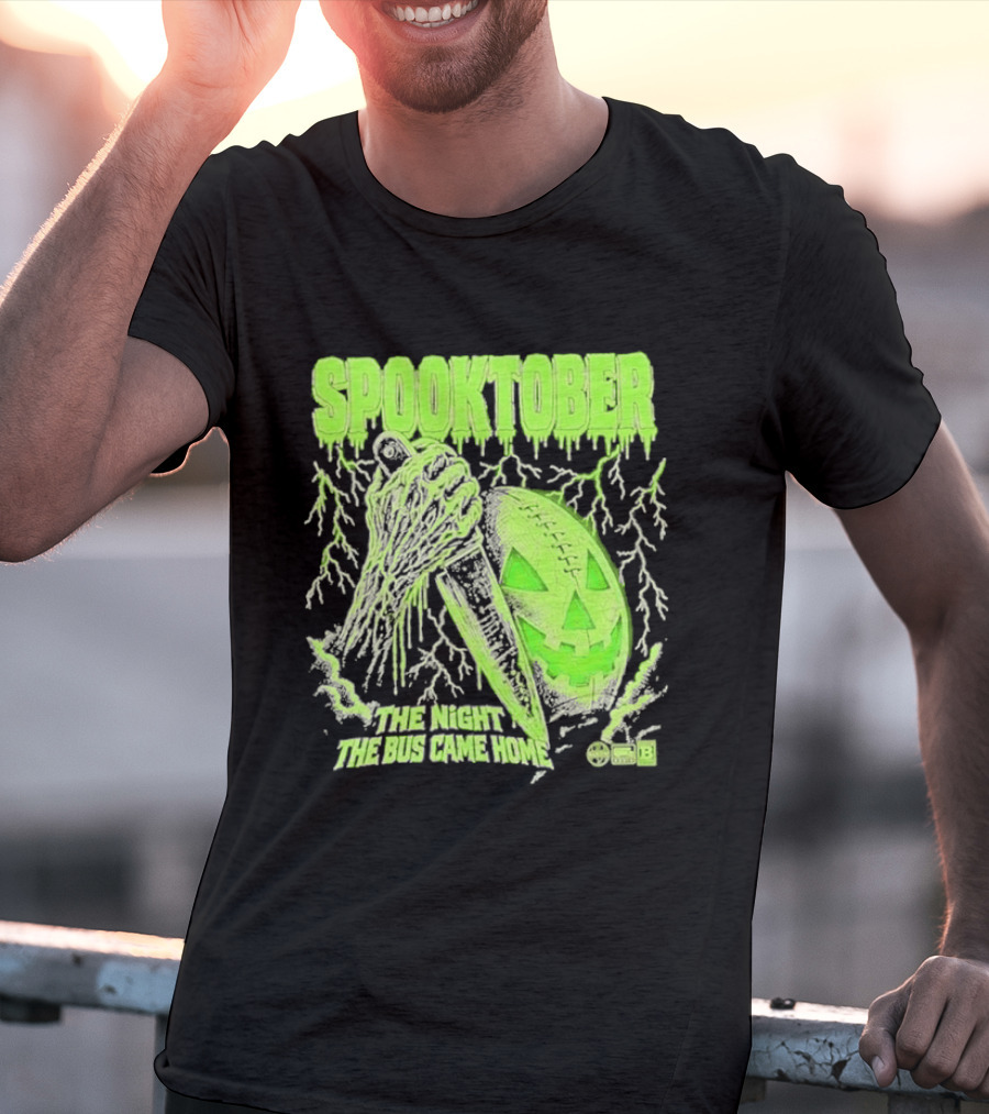 Spooktober The Night The Bus Came Home Halloween Knife Pumpkin Forest T-Shirt