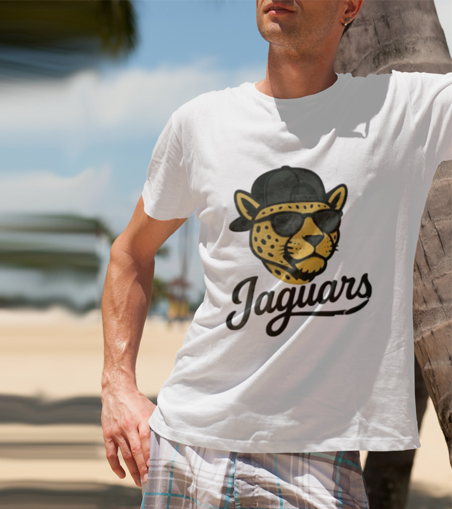 Jacksonville Jaguars Cool Jaguar With Cap And Sunglasses T-Shirt