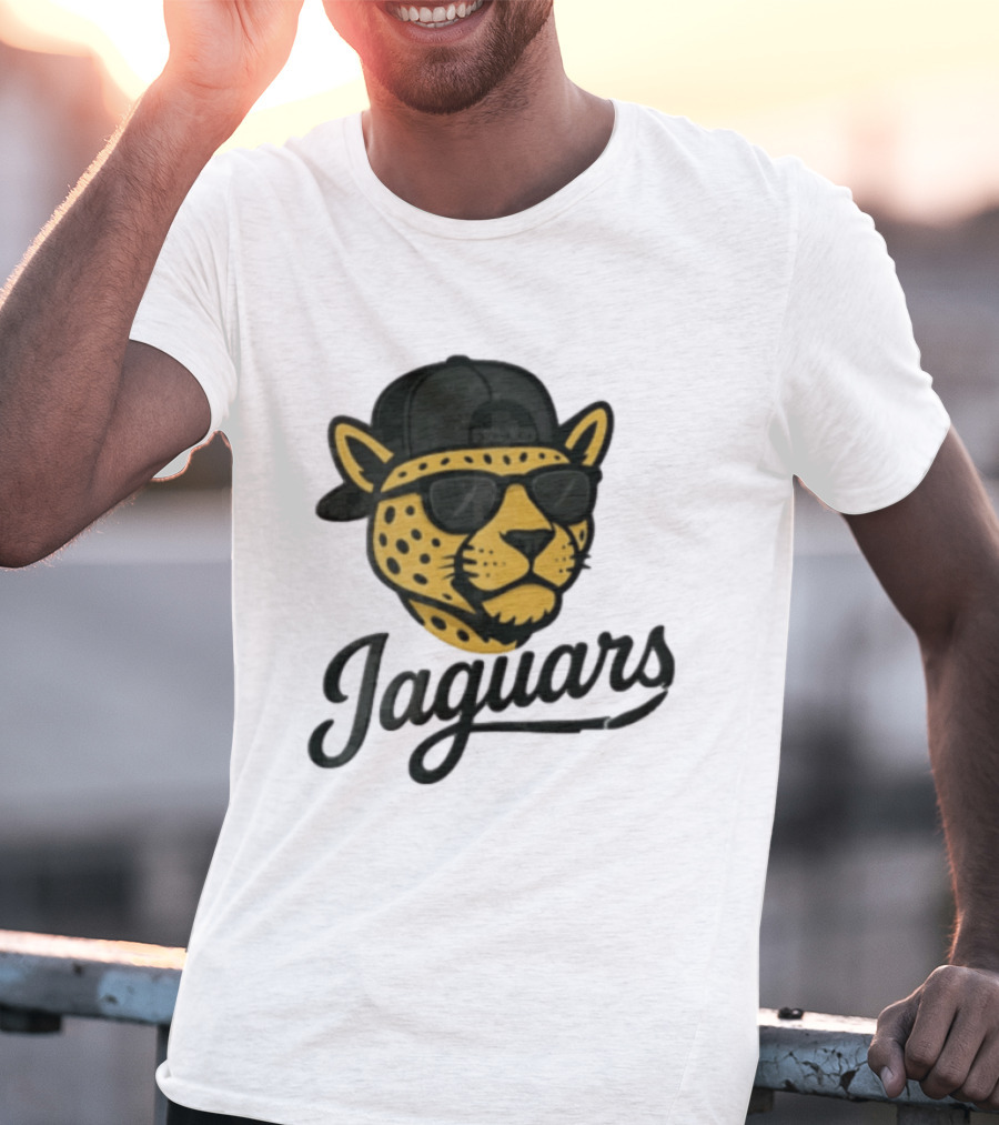 Jacksonville Jaguars Cool Jaguar With Cap And Sunglasses T-Shirt