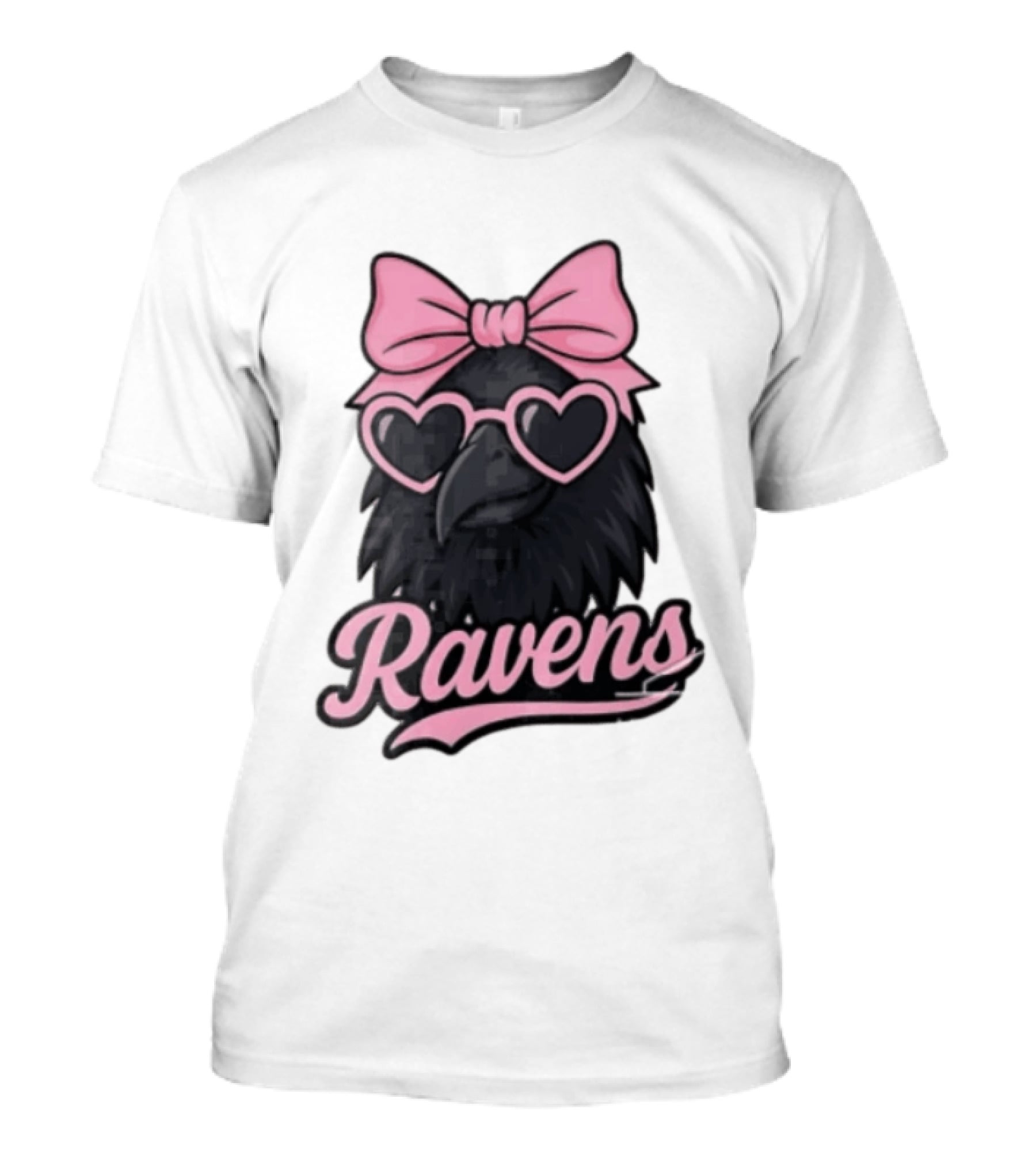 Ravens Raven Pink Bow Heart Sunglasses T-Shirt