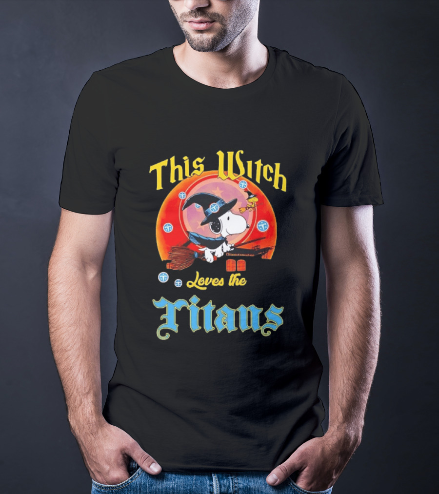 This Witch Snoopy Halloween Loves The Titans T-Shirt