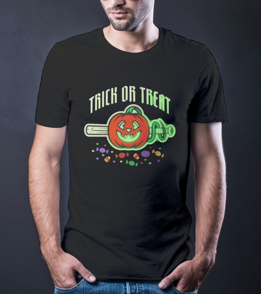 Trick Or Treat Halloween Pumpkin Baseball Bat Candy T-Shirt