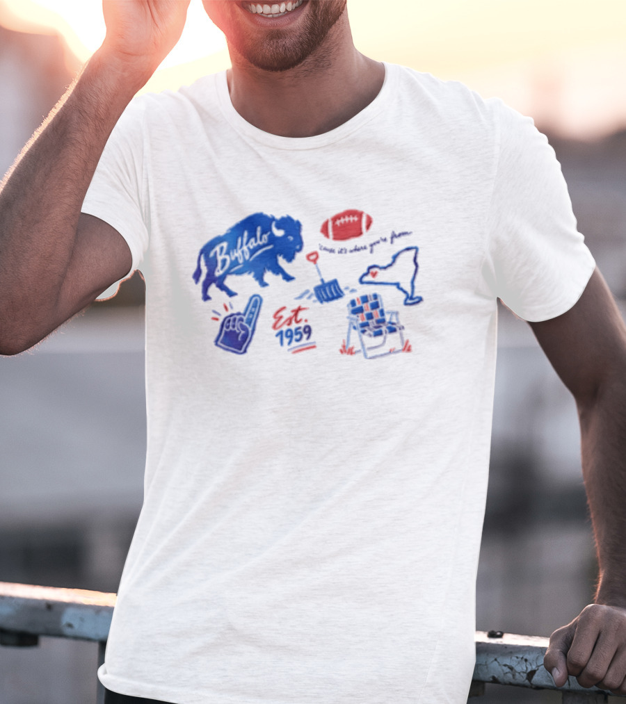 Buffalo Bills Established 1959 Football Shovel Map Chair Icons Where You Are From T-Shirt
