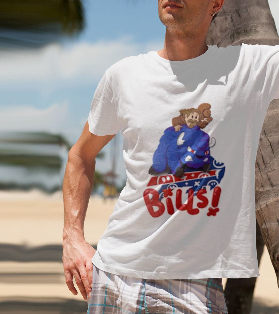 Buffalo Bills Cowboy Riding Angry Blue Bills T-Shirt