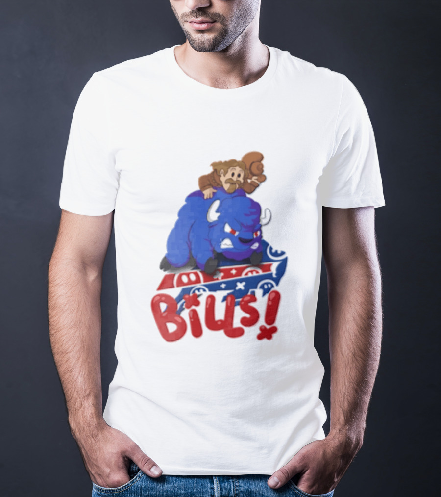 Buffalo Bills Cowboy Riding Angry Blue Bills T-Shirt